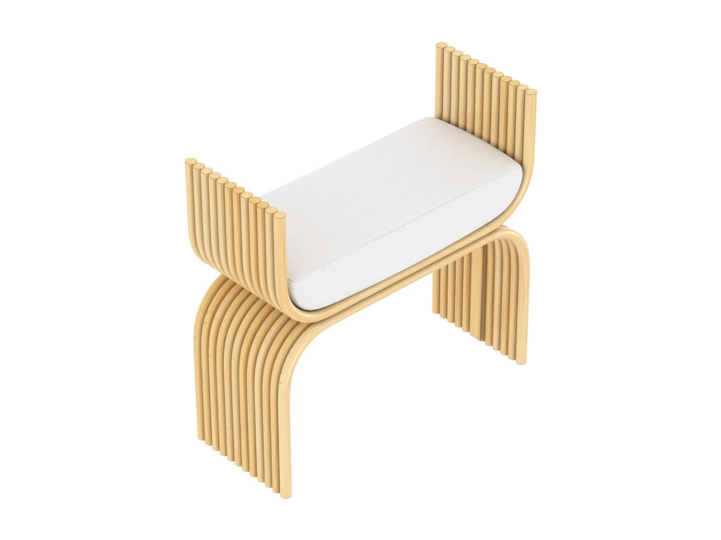 Tabouret en rotin et coussin blanc - Réane