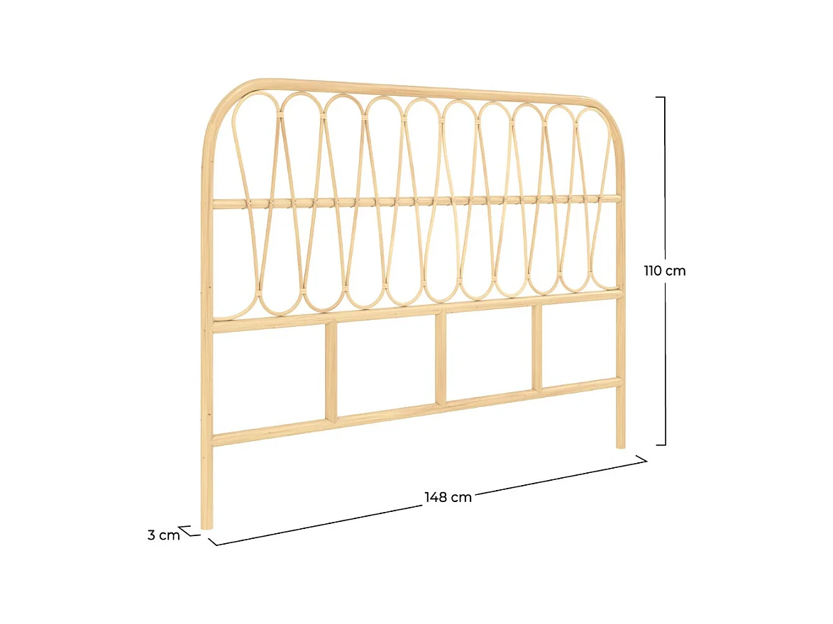 Cabecero de ratán natural 140 cm - Elior
