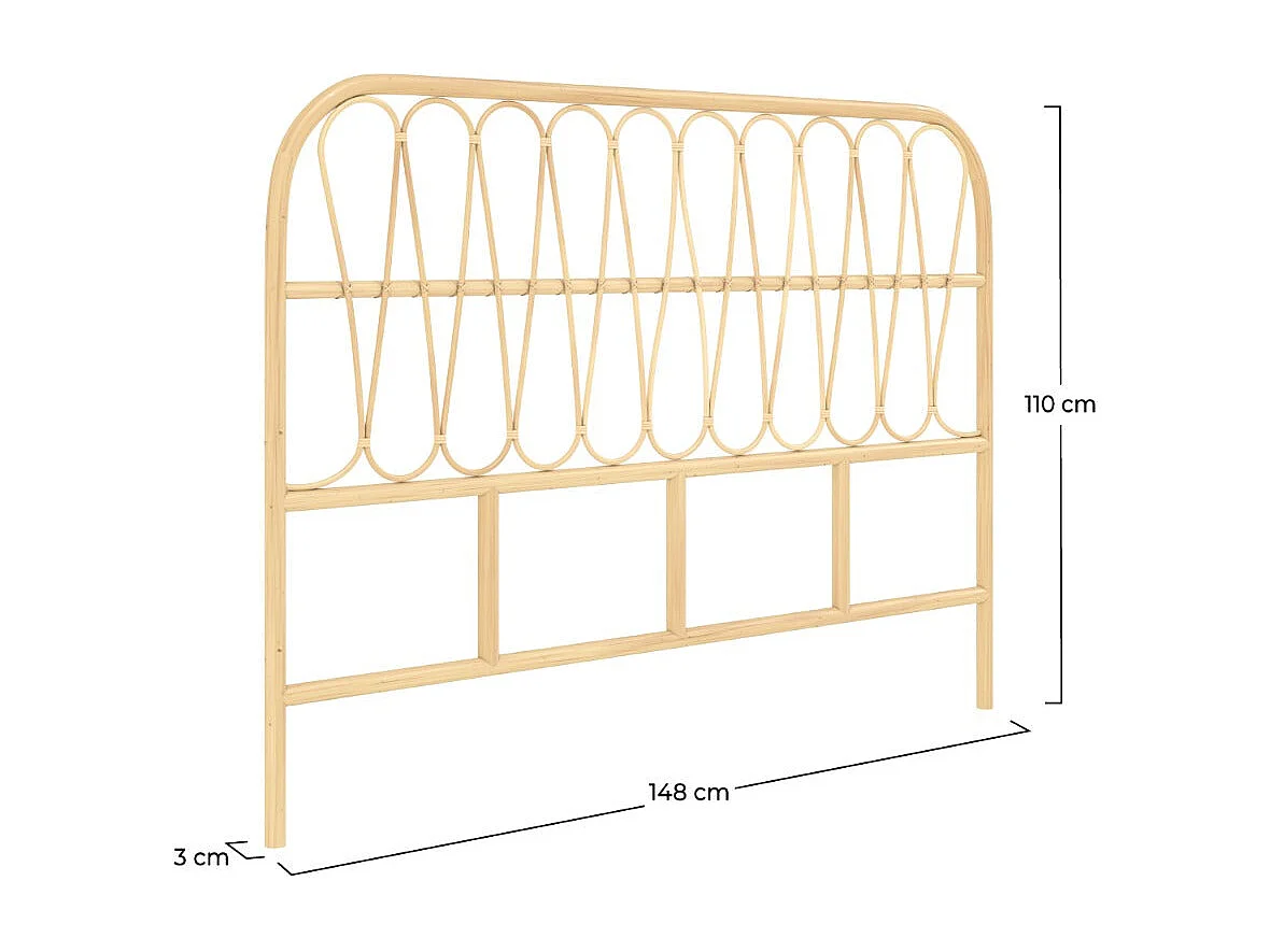 Cabecero de ratán natural 140 cm - Elior