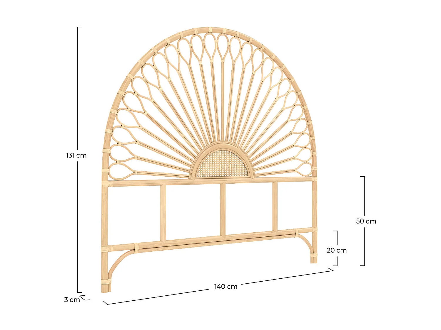Testata in rattan naturale 140 cm - Alan