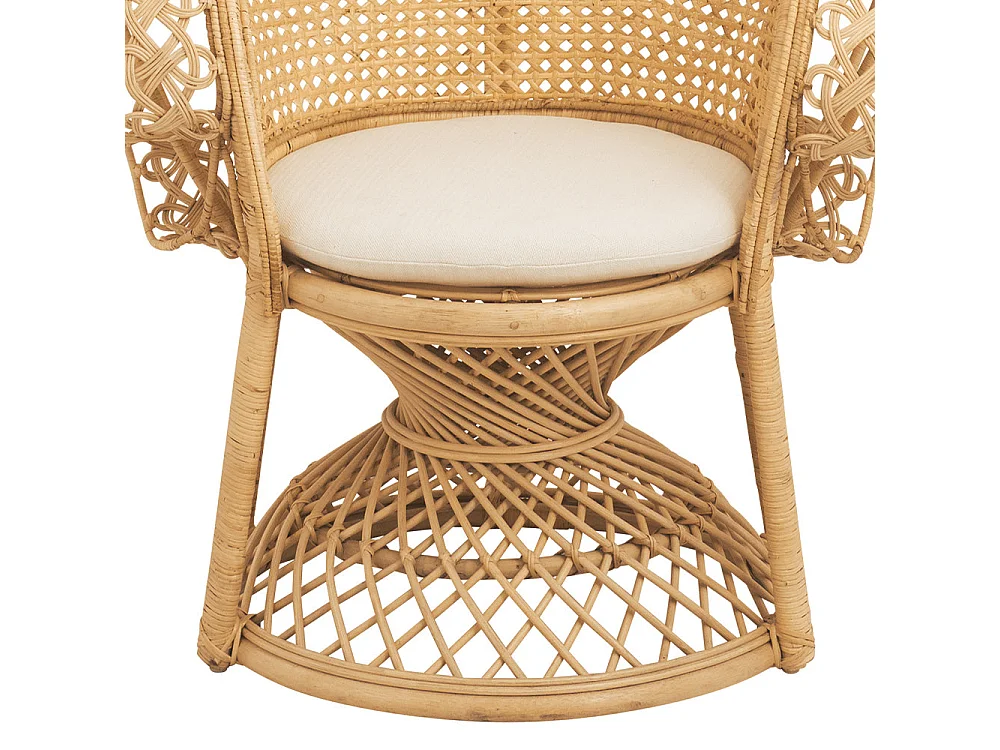 Sillón de ratán natural con cojín blanco - Eloa