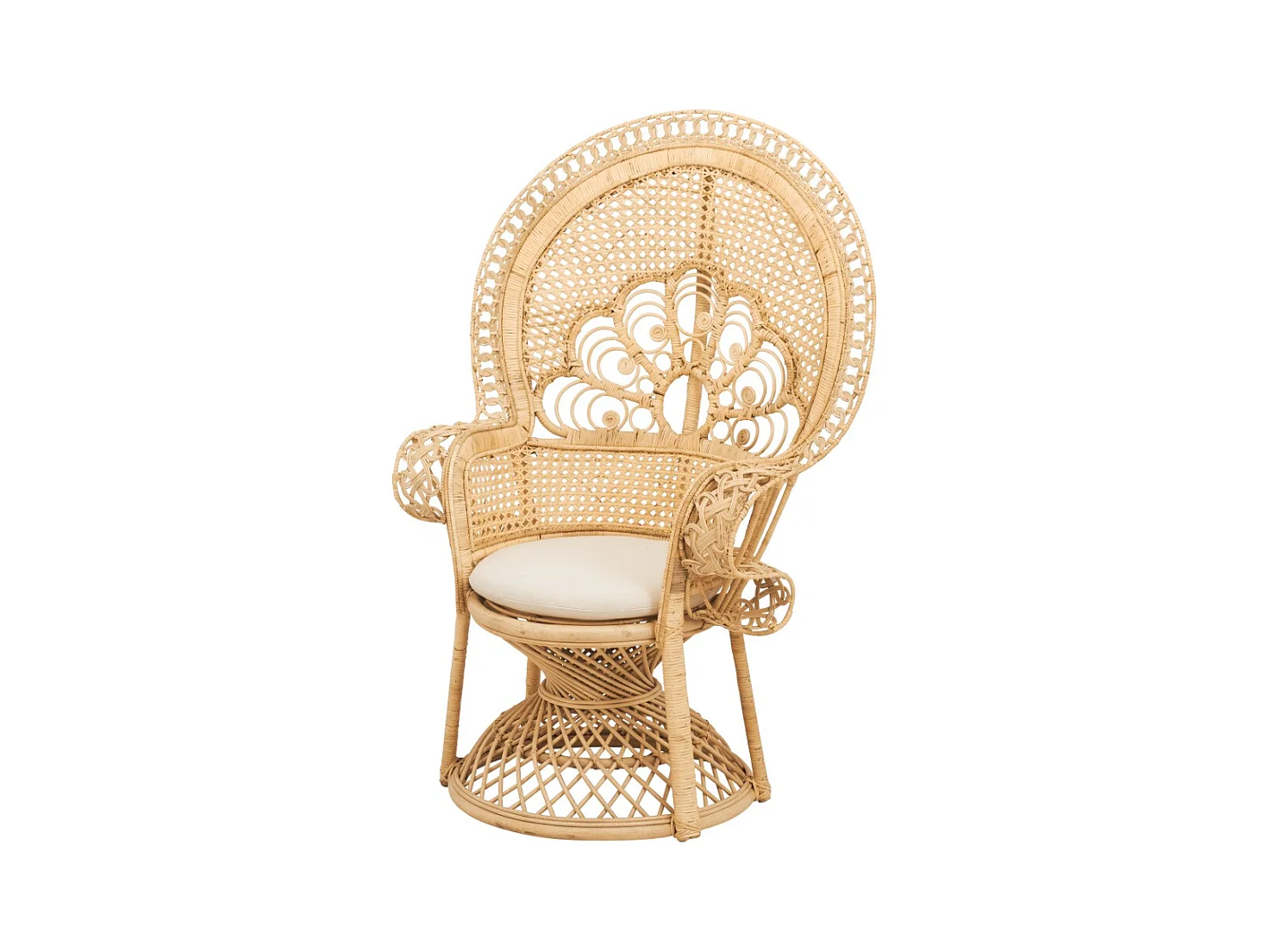 Fauteuil en rotin naturel et coussin blanc - Eloa