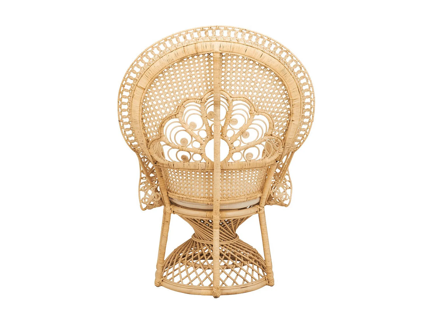 Fauteuil en rotin naturel et coussin blanc - Eloa