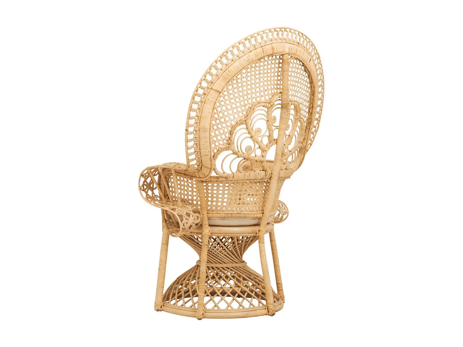 Fauteuil en rotin naturel et coussin blanc - Eloa