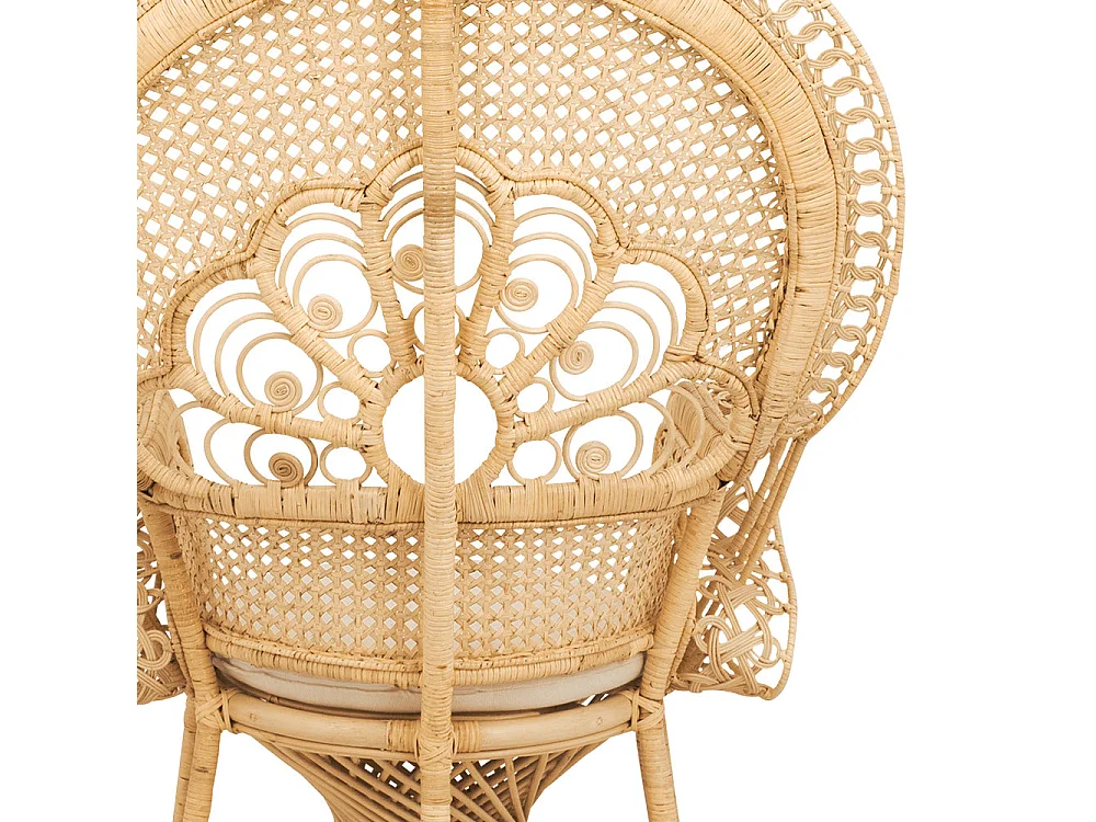 Fauteuil en rotin naturel et coussin blanc - Eloa