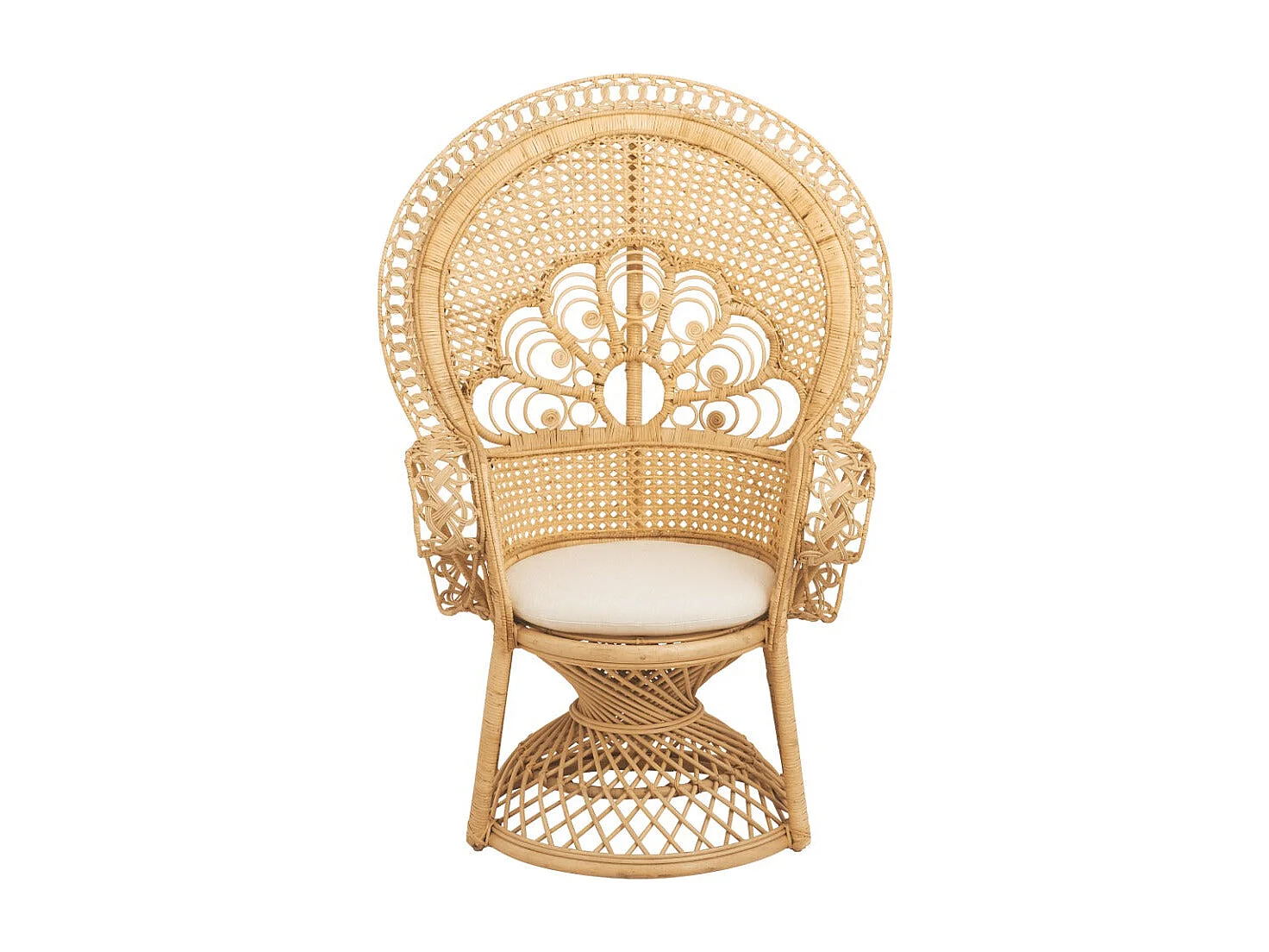 Fauteuil en rotin naturel et coussin blanc - Eloa