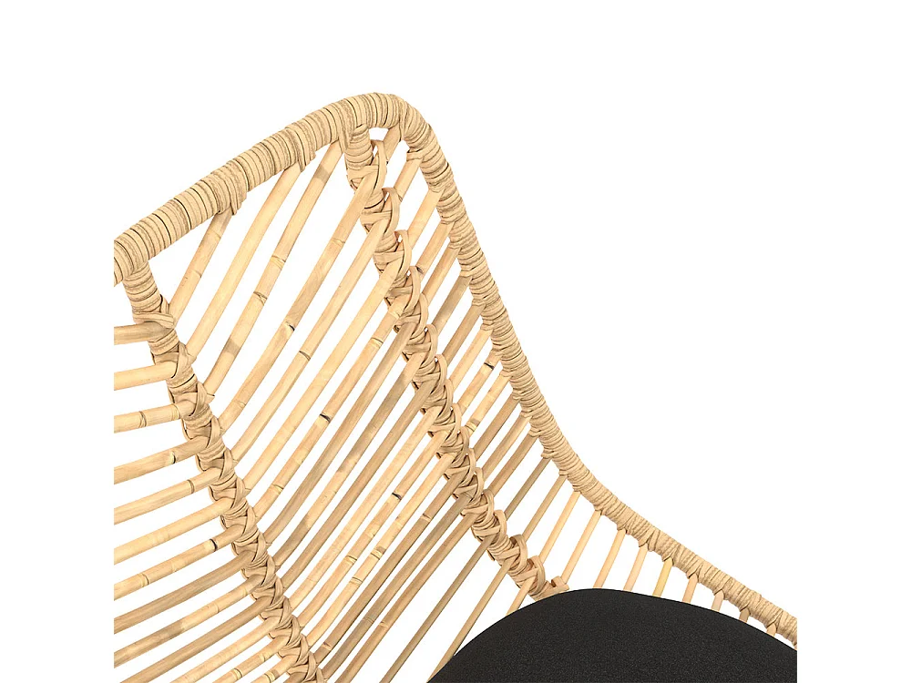 Lot de 2 chaises pour îlot central 66 cm en rotin naturel et noir - Tamara