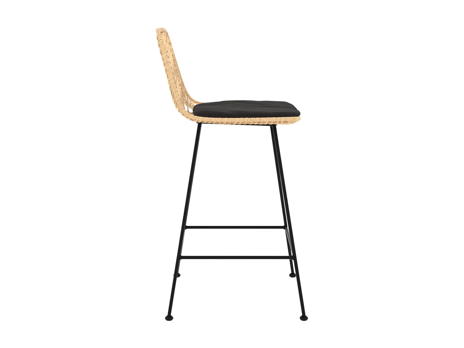 Set di 2 sedie per isola centrale 66 cm in rattan naturale e nero - Tamara