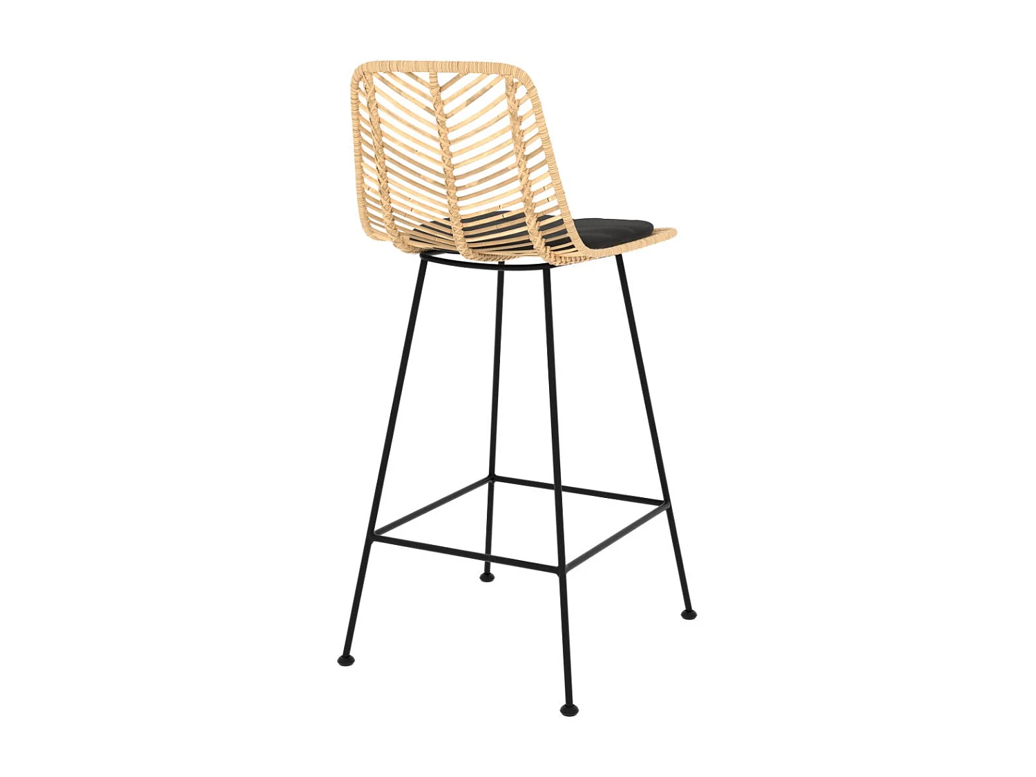 Set di 2 sedie per isola centrale 66 cm in rattan naturale e nero - Tamara