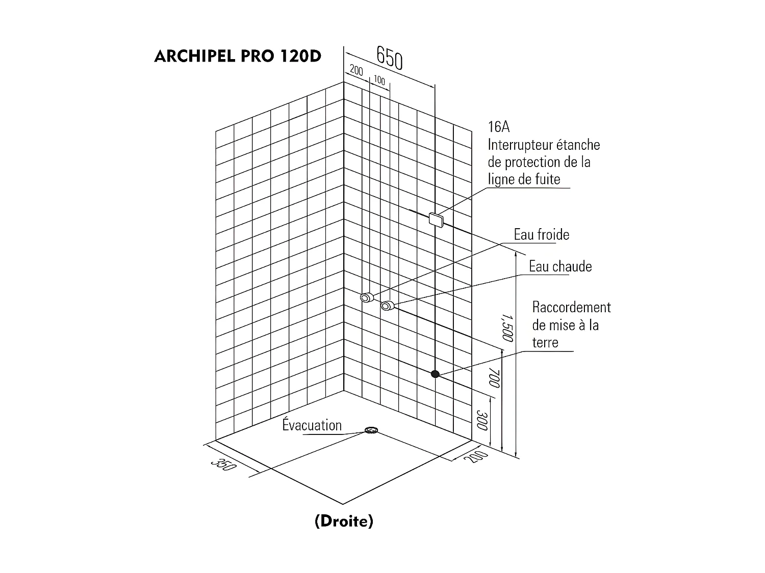 Cabine douche Hammam DUO Archipel® Pro 120D (120x85cm) - 2 places