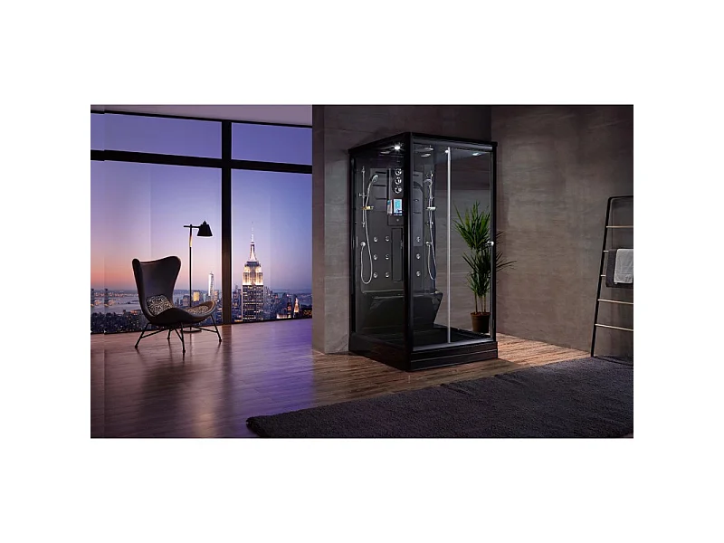 Cabine douche hammam Boreal® H-DUO Black Edition 90*115*220H