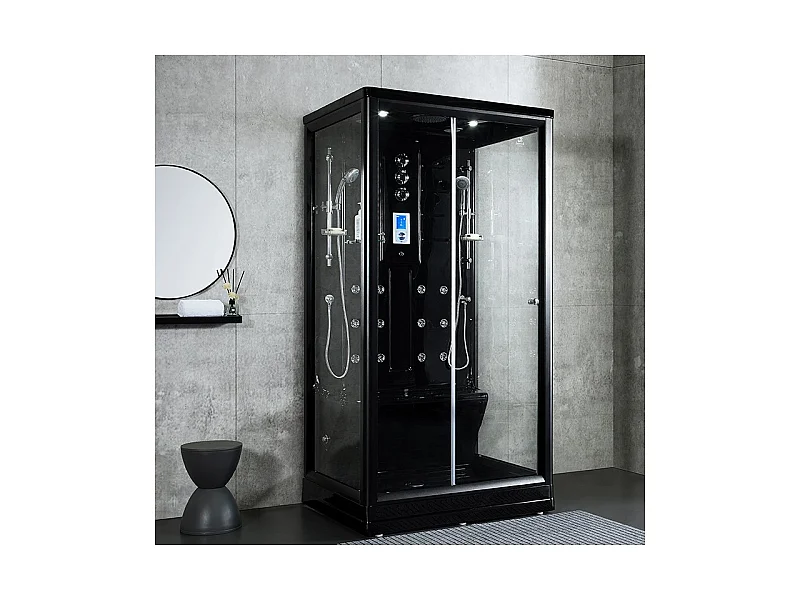 Cabine douche hammam Boreal® H-DUO Black Edition 90*115*220H