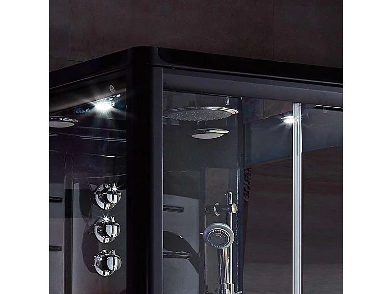 Cabine douche hammam Boreal® H-DUO Black Edition 90*115*220H