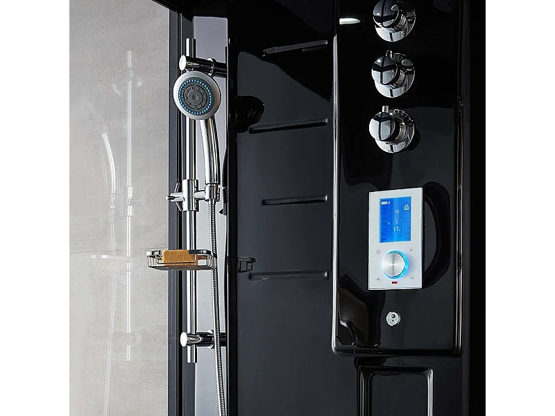 Cabine douche hammam Boreal® H-DUO Black Edition 90*115*220H
