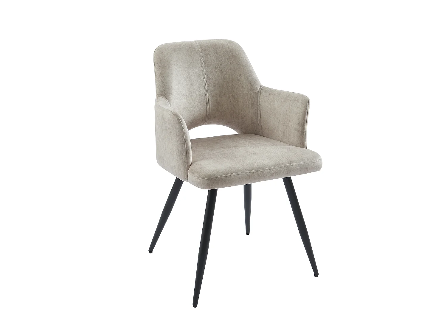 Set van 6 stoelen met armleuningen van stof en zwart metaal - Beige - KADIJA