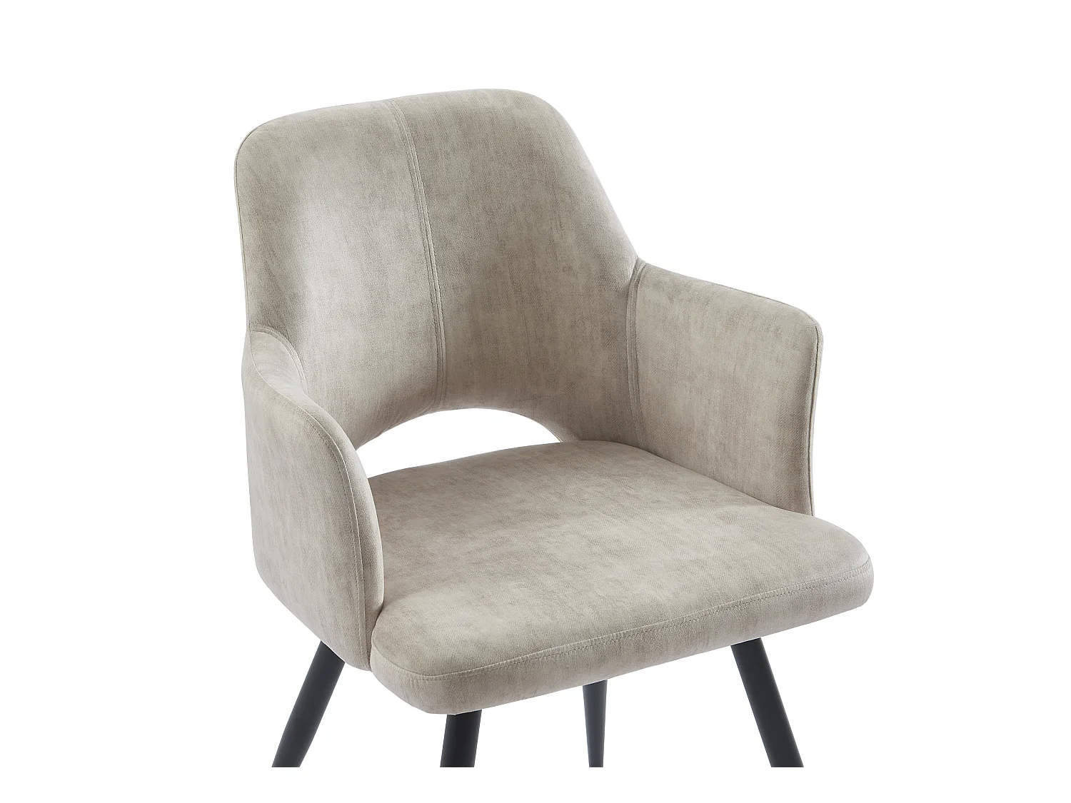 Set van 6 stoelen met armleuningen van stof en zwart metaal - Beige - KADIJA