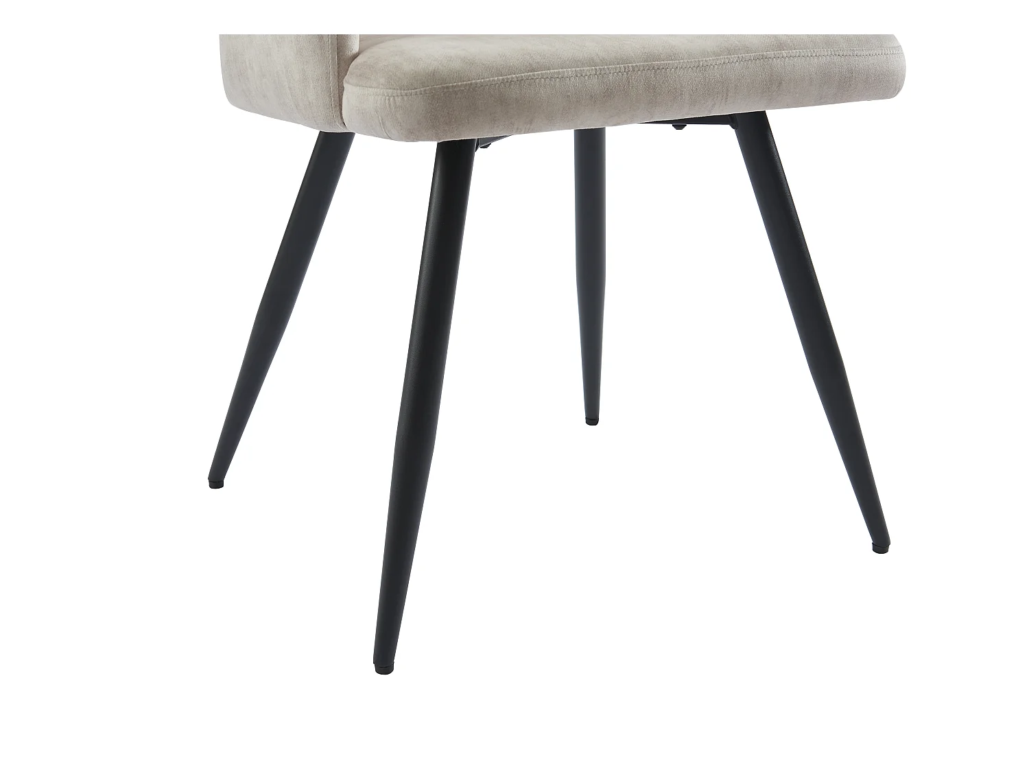 Set van 6 stoelen met armleuningen van stof en zwart metaal - Beige - KADIJA