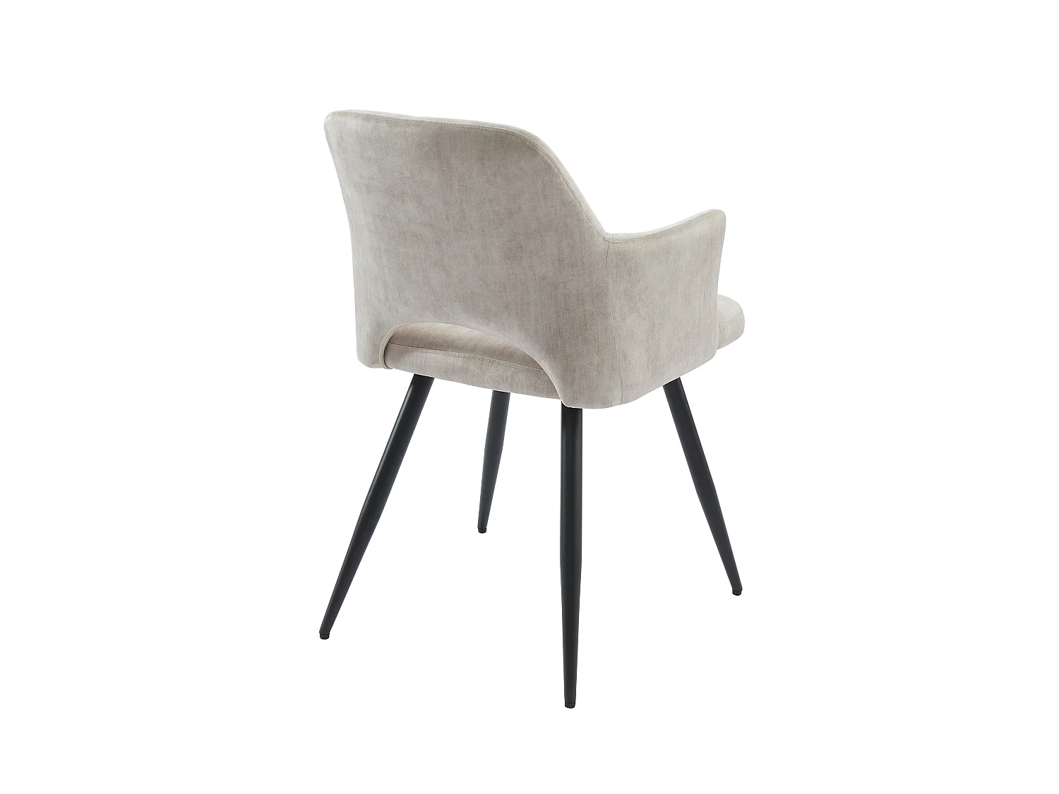 Set van 6 stoelen met armleuningen van stof en zwart metaal - Beige - KADIJA