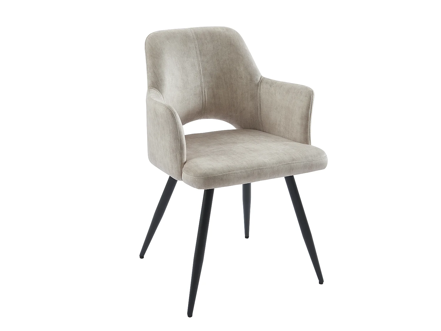 Lot de 6 chaises avec accoudoirs en tissu et métal noir - Beige - KADIJA