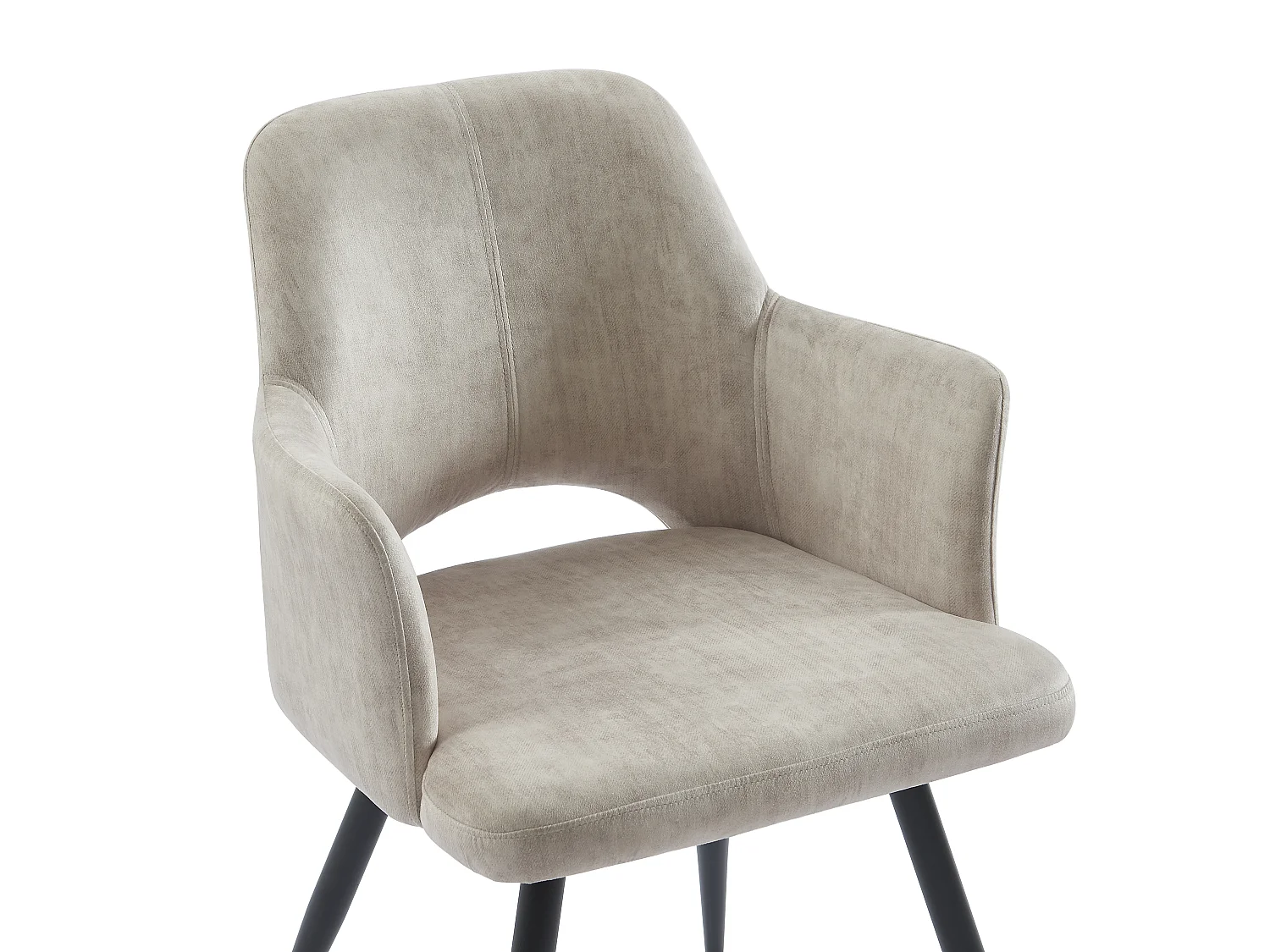 Lot de 6 chaises avec accoudoirs en tissu et métal noir - Beige - KADIJA