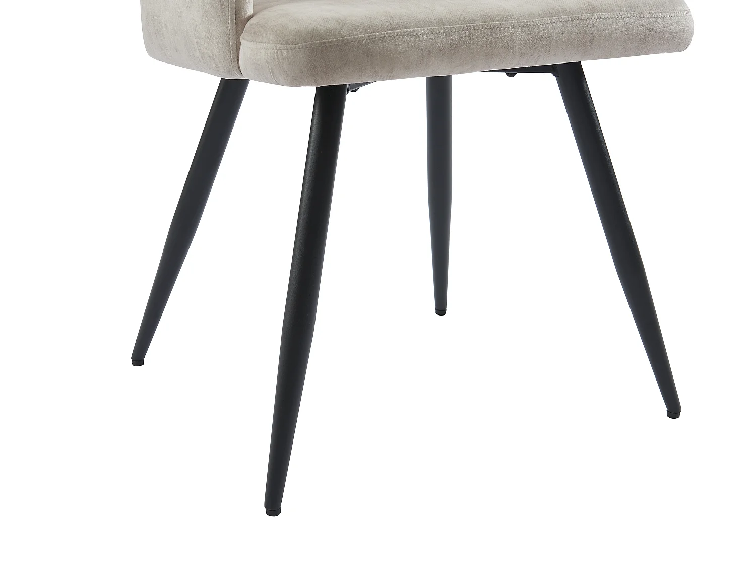 Lot de 6 chaises avec accoudoirs en tissu et métal noir - Beige - KADIJA