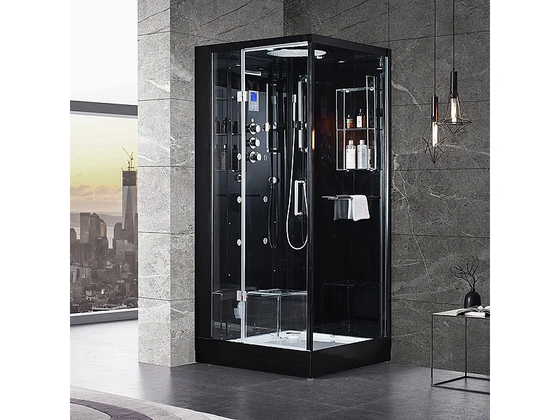 Cabine douche Hammam Archipel® Pro 95G BLACK (95x95cm) - 1 place