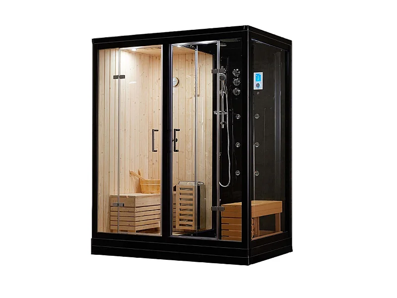 Combi Sauna Douche Hammam Boreal® SH180-G Black Gauche