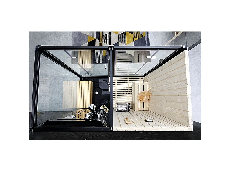 Combi Sauna Douche Hammam Boreal® SH180-G Black Gauche