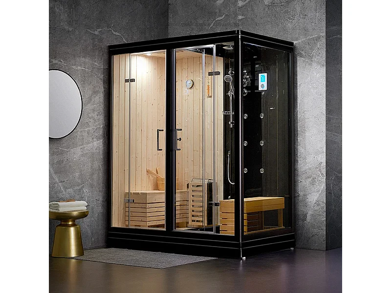 Combi Sauna Douche Hammam Boreal® SH180-G Black Gauche