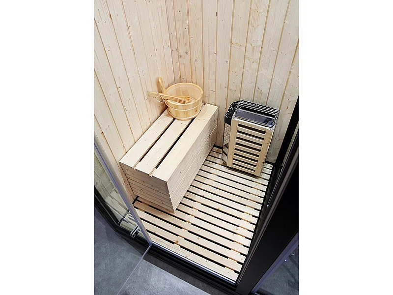 Combi Sauna Douche Hammam Boreal® SH180-G Black Gauche