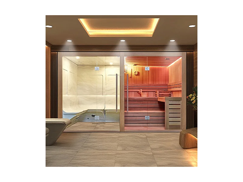 Combiné Sauna Hammam Boreal® Sublimation en Cèdre Rouge - 8 places - 340*175*210