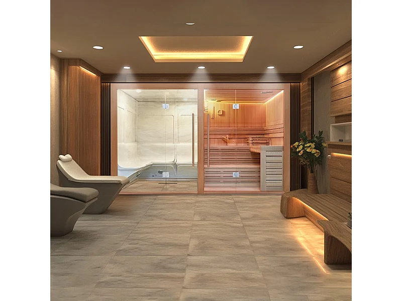 Combiné Sauna Hammam Boreal® Sublimation en Cèdre Rouge - 8 places - 340*175*210