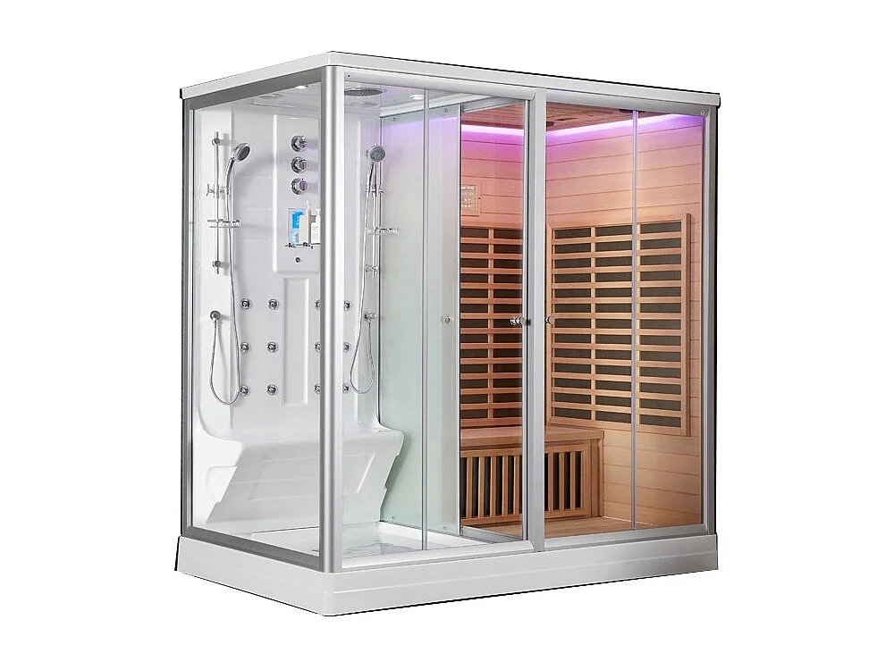 Combi Sauna Infrarouge Douche Hammam Boreal® IR-H-220D - droite