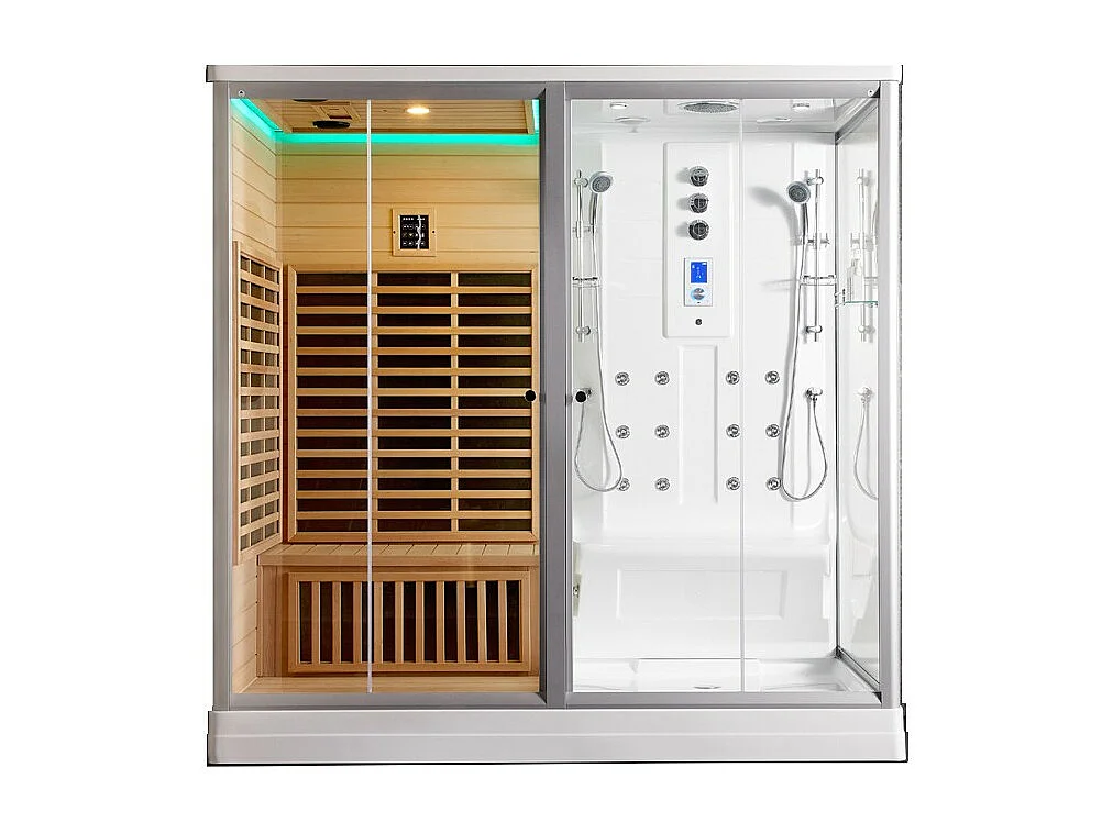 Combi Sauna Infrarouge Douche Hammam Boreal® IR-H-220G - gauche