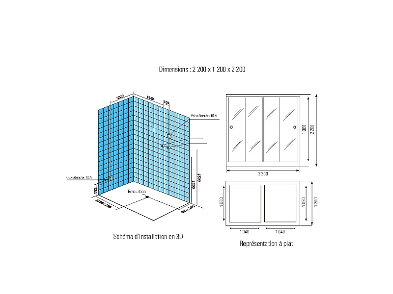 Combi Sauna Infrarouge Douche Hammam Boreal® IR-H-220G - gauche