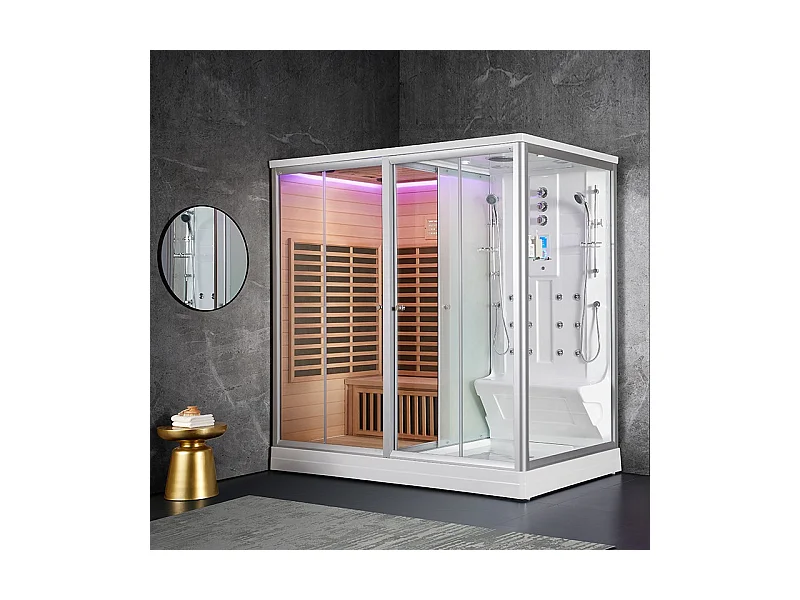Combi Sauna Infrarouge Douche Hammam Boreal® IR-H-220G - gauche