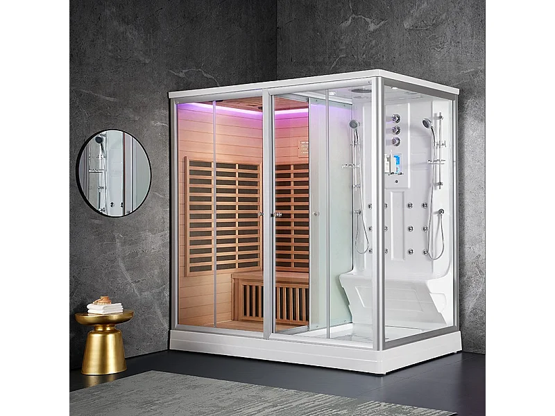 Combi Sauna Infrarouge Douche Hammam Boreal® IR-H-220G - gauche