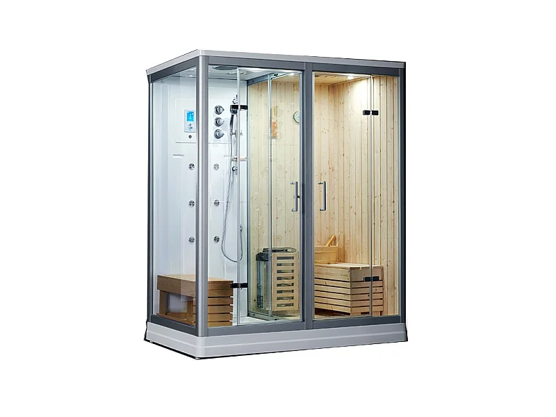 Combi Sauna Douche Hammam Boreal® SH180-D Blanc Gauche