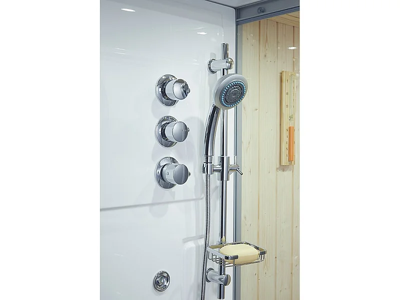 Combi Sauna Douche Hammam Boreal® SH180-D Blanc Gauche