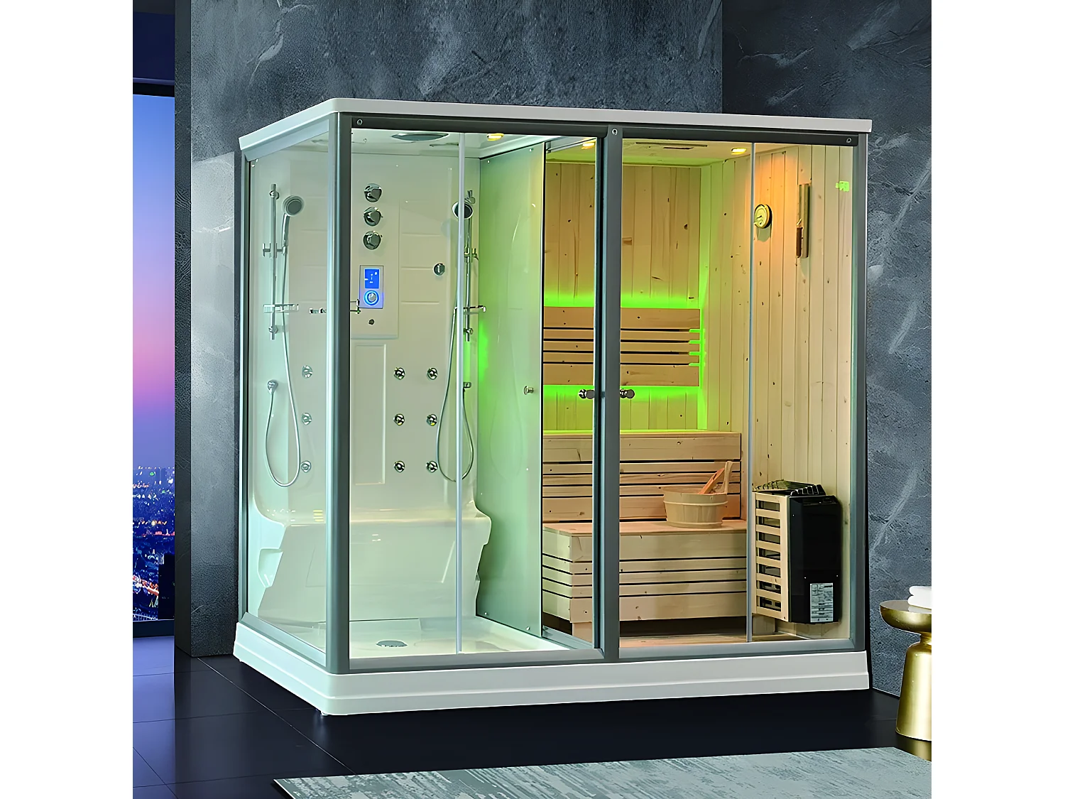 Combi Sauna Douche Hammam Boreal® SH220D - droite
