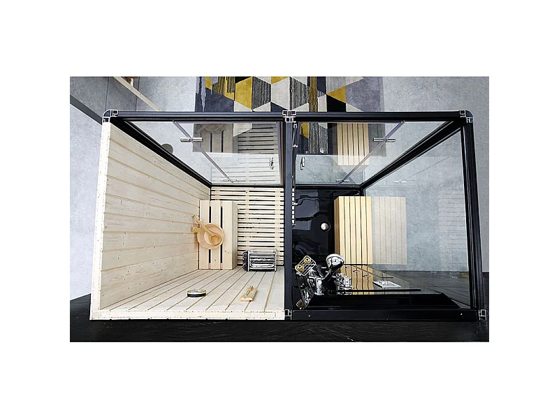 Combi Sauna Douche Hammam Boreal® SH180-D Black droite