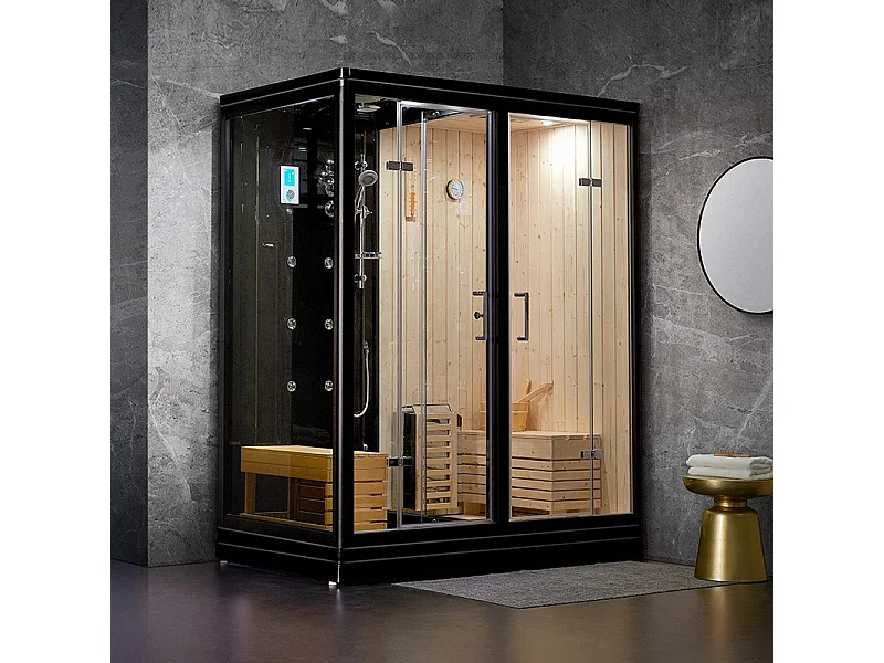 Combi Sauna Douche Hammam Boreal® SH180-D Black droite