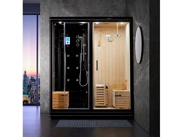 Combi Sauna Douche Hammam Boreal® SH180D Black droite