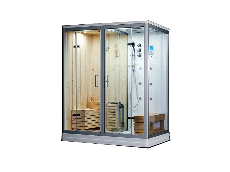 Combi Sauna Douche Hammam Boreal® SH180-G Blanc Gauche