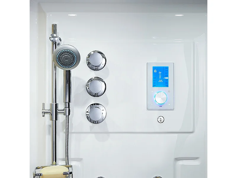 Combi Sauna Douche Hammam Boreal® SH180-G Blanc Gauche