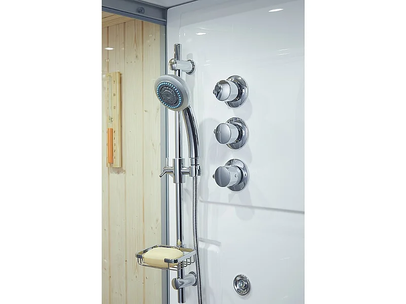 Combi Sauna Douche Hammam Boreal® SH180-G Blanc Gauche