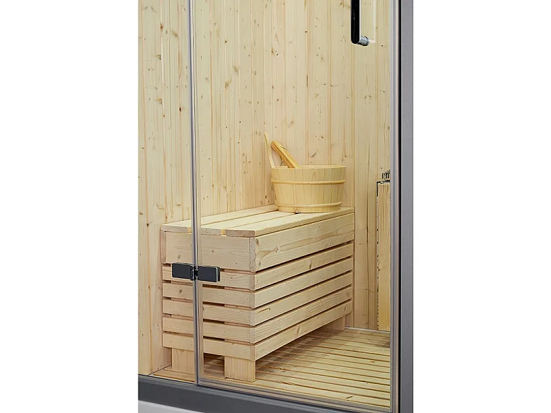 Combi Sauna Douche Hammam Boreal® SH180-G Blanc Gauche