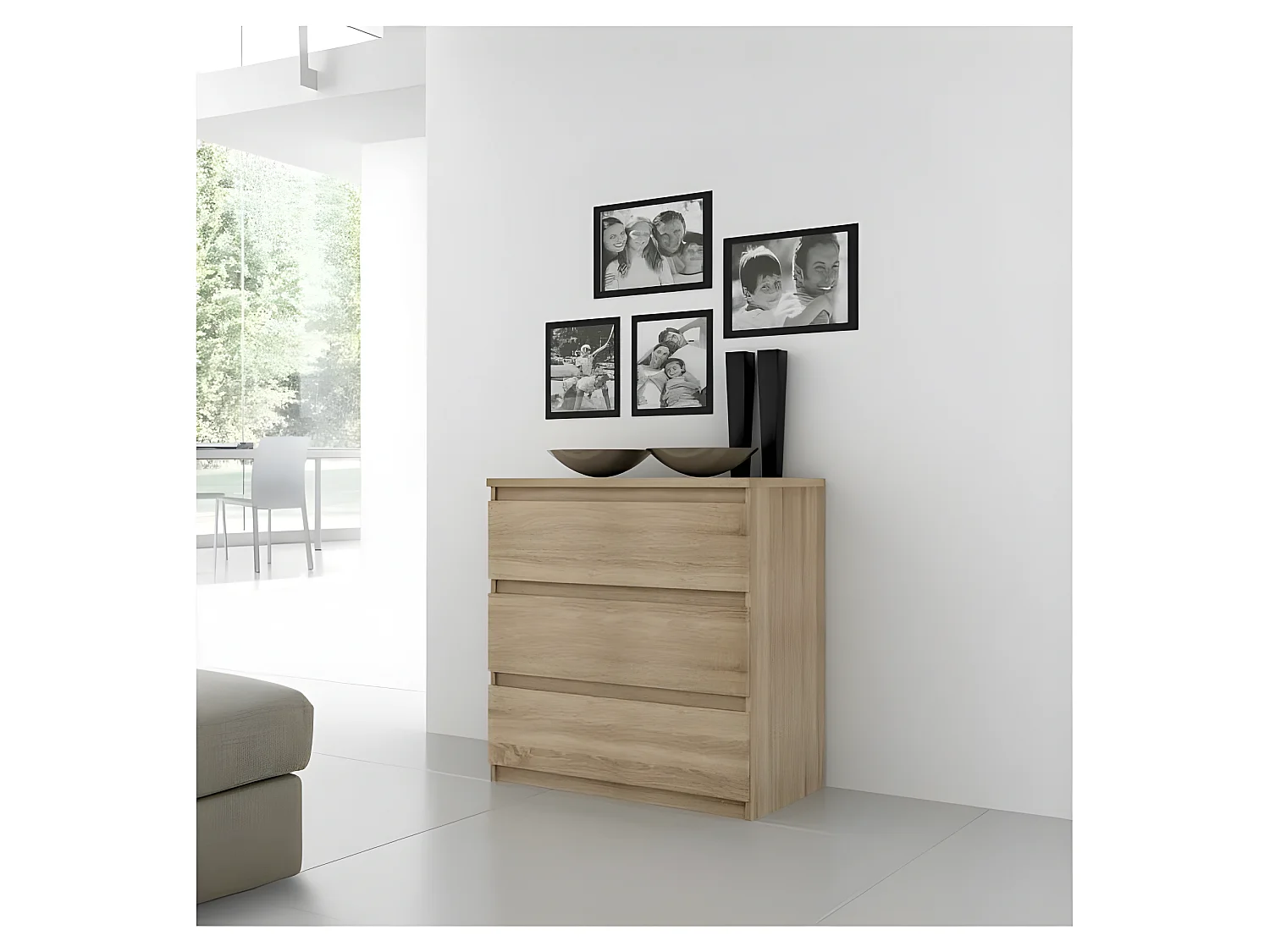 Komoda Chelsea 3 Szuflady Dębowe - Styl Ponadczasowy - Duża Pojemność