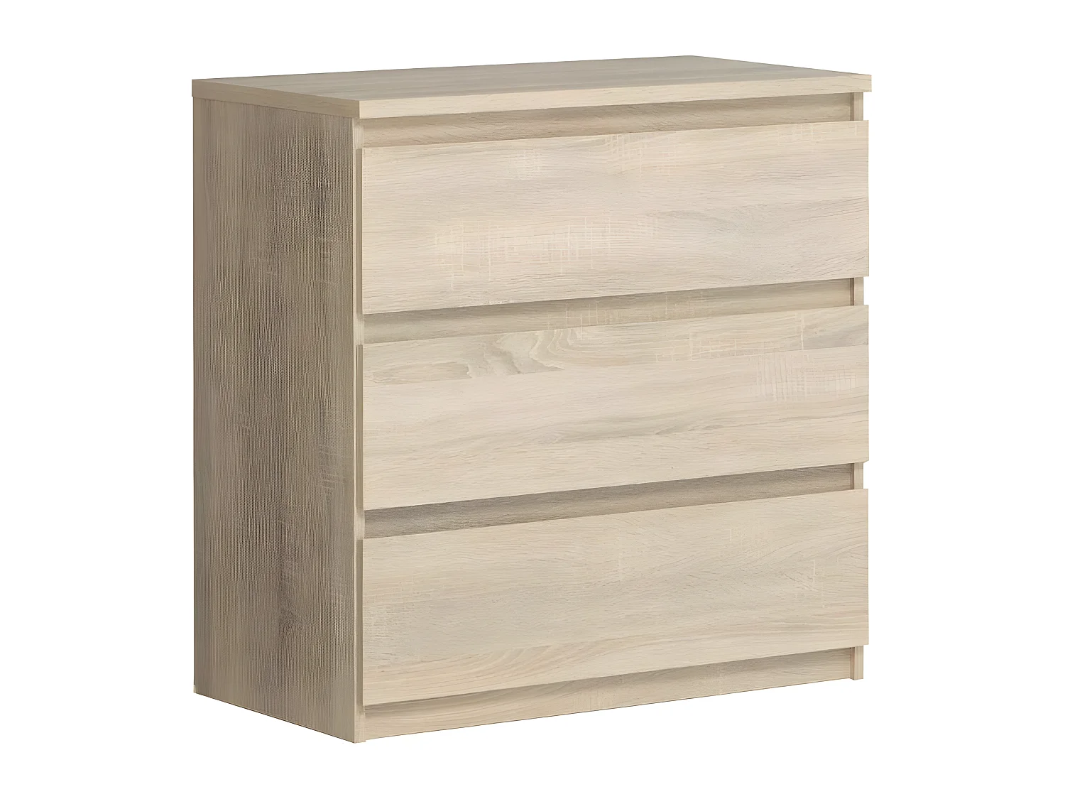 Commode CHELSEA 3 Tiroirs - Couleur chene - L 77,2 x P 42 x H 79,9 cm