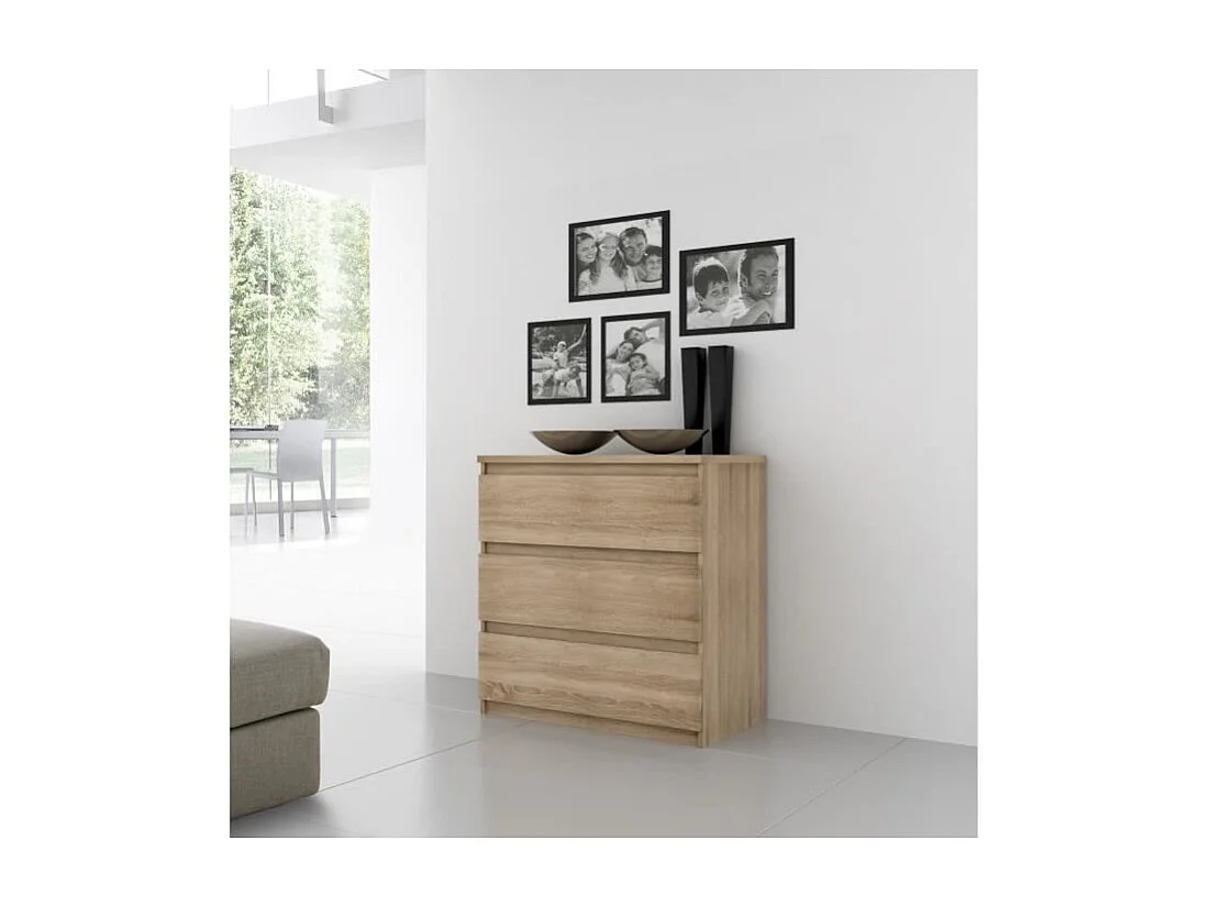 Comò Chelsea 3 Cassetti Rovere - Stile Intemporale - Ampio Spazio di Stoccaggio